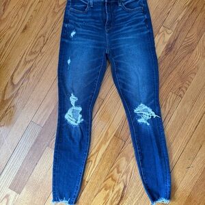 American Eagle Outfitters Dark Blue Distressed Skinny Jeans